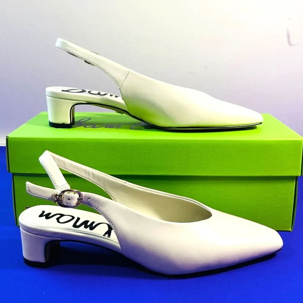 Sam Edelman Ronnie Ivory Leather Slingback Low Pumps SZ 5.5 NEW